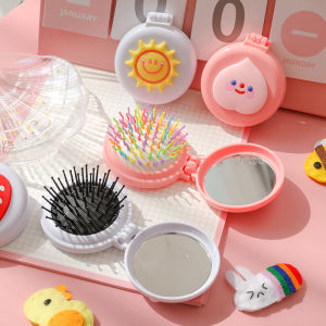 Foldable Massage Comb with Mirror for Baby  Mini Hairbrush for Girl Hair Brush with Mirror