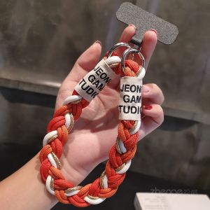 Short Fashion Outdoor Sports Anti-Loss Chain Mobile Phone Lanyard Thick Strap Cute Pendant Key Cover Durable Nylon Braid