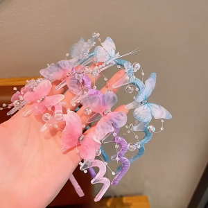 Korean-style Childrens New Colorful Butterfly  Braided Headband Ribbon Hair clip headband headwear kawaii
