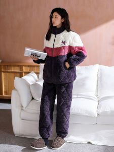 Coral Fleece Padded Thickened Sleepwear Purple