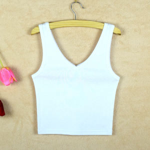 Pure Cotton Vest High Waist Short Double V-neck Womens Half-length Winter Fashionable Slimming Base Shirt New Autumn Style