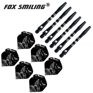 FOX SMILING 12pcs 41mm Aluminum Dart Shafts with 12pcs Dart Flights Feather Accessories