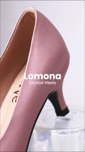 Alivelovearts Lomona Sepatu Crystal Heel 5cm Wanita Pantofel Hak Kristal Import Korea Style