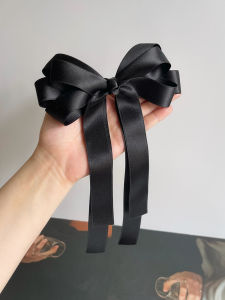 กิ๊บติดผมโบว์ผีเสื้อสีดำสไตล์ฝรั่งเศส กิ๊บติดผมแบบมีสายคล้องยาว ตกแต่งผมสไตล์หวานๆ ลดอายุ กิ๊บติดผมแบบยืดหยุ่น