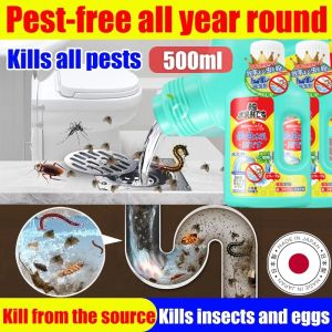 Japan Bot Drain Fly Killer 500ml Toilet Pipe Insecticide Kills Cockroaches Mosquitoes Centipedes Long-Lasting Pest Control Household Bathroom