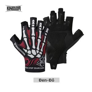 KINGDOM Ice Silk Găng Tay Câu Cá M/L Nửa Ngón Tay Thoáng Khí Chống Trơn Trượt Microfiber Chống Nắng Ngoài Trời Găng Tay Câu Cá Dành Cho Nam