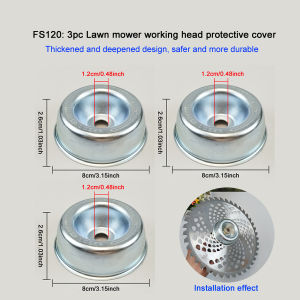 3Pc Lawn Mower Working Head Protective Cover Installation Hole 1.2Cm/0.48Inch Aluminum Alloy Material Thickeneded and Deepened Design Safe and Durable Working Head Dust Cover Garden Tool Accessories