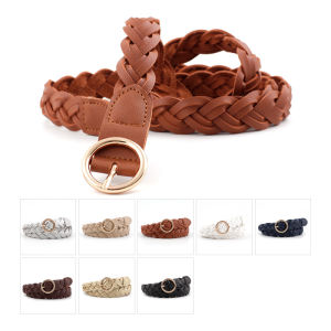 Womens Belt New Fashion Versatile Braided Simple Decorative Round Buckle Belt for Women