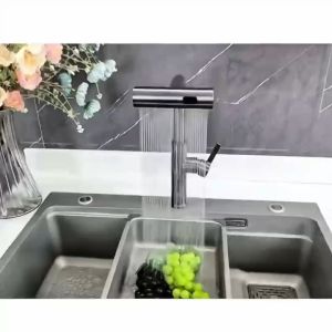 304 Kran Sink Keran Air Terjun Panas Dingin Fleksibel Stainless / Kran Air Cuci Piring/ Kran Sink