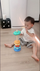 Baby Rainbow rotating tower Spining Stacking Toy 6 - 12 Months Stacker Early Educational