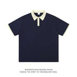 Áo Thun Polo Tay Ngắn Dáng Rộng Phong Cách Nhật Bản Cổ Polo Nam Mùa Hè Thời Trang Đa Năng Thường Ngày Màu Khối Thời Trang