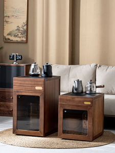 JIAZHU | Walnut Wood Mobile Tea Water Cabinet