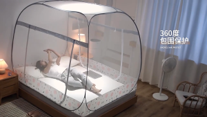 มุ้งกันยุง มุ้งสปริงกาง มุ้งเหลี่ยม เต็นท์มุ้งสปริง 3.5/5/6ฟุต มุ้งมีประตู รอบด้าน 360°ป้องกันแมลง ซิประบายอากาศได้