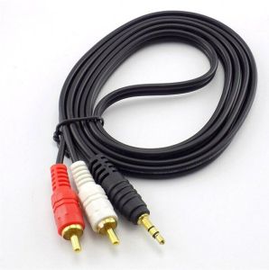 3.5 MM AUX Male Jack to AV 2 RCA Male 1.5 Meter Stereo Music Audio Cable