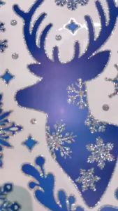 DECAL NOEL – Hít Tĩnh Điện Tuần Lộc Noel Màu Xanh Dương Nhũ Xanh