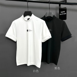 AMAZINGCRE Summer Golf Mens Round Neck Comfortable Breathable Short Sleeve T-shirt Fashion Casual Outdoor Sportswear