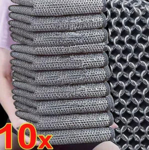 🔥1/3/5/10Pcs Steel Wire Cleaning Cloth Non -stick Oil Iron Dishrag Kitchen Pan Pot Dish Cloth Napery Dishcloth Rags 20cm
