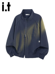 izzue | Autumn Suitable Navy Blue Dual Zipper Jacket
