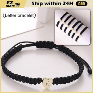 【Fast Shipping】 26 Letter Bracelet English Friendship Bracelet For Couple Fashion A-Z Initials Name Alphabet Weaving Adjustable Bracelet Jewelry Accessories Gifts