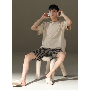 Bộ Đồ Ngủ Cotton Mùa Hè Rộng Rãi Thoải Mái Cổ Tròn Tay Ngắn Quần Dài Mặc Ở Nhà Cho Nam