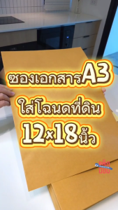 ซองน้ําตาล ซองเอกสาร ขนาด A3 ขนาด12x18นิ้ว [แพ็ค 50] ซองใส่โฉนดที่ดิน