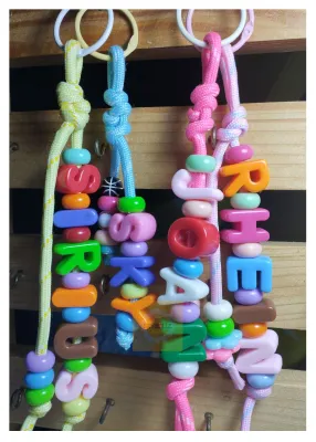 Personalized Chunky Letters Keychain with Vibrant Beads and Durable Cord for Stylish Accessory
