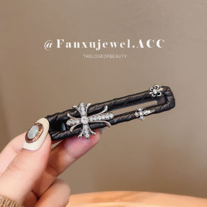 FANXU | Móc Tóc Da Vintage Kim Loại Dạng Dây Xéo Phụ Kiện Thời Trang