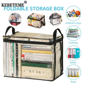 Kebememe 3 cái hộp ổ lưu trữ di động sức chứa lớn có thể gập lại trong suốt túi lưu trữ sách học sinh Hộp đựng đồ chơi quần áo Chống Bụi Chống Thấm Nước Nhà sắp xếp