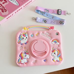 Mesuca | Cute 3D Cartoon Unicorn Silicone Tablet Protective Case For IPad A16 Air 1 2 3 4 5 6 10.9 Pro 11 9 8 7th 11 inch Child Case