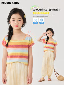 Girls Short Sleeve T-Shirt Striped Half Sleeve Summer New Arrival Childrens Clothing Cotton Casual Style Four Seasons Suitable