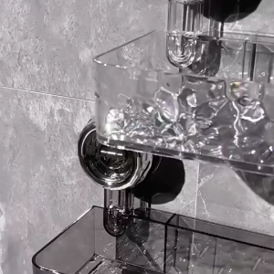 ชั้นแขวน ชั้นวางของติดผนัง ชั้นวางของ ที่วางถ้วยดูด ไม่ต้องเจาะรู การออกแบบรูระบายน้ำ ประหยัดพื้นที่ ในห้องน้ำ