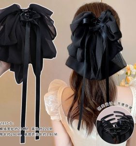 2023 New Arrival Bows Ribbon Grip Womens French-Style Gentle Face-Looking Small Back Head Updo Hairpin Chiffon Hair Accessories