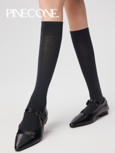 Calf Socks Summer Thin Knee High Womens JK Ballet Vertical Stripes Slightly Transparent Bunching Socks Boneless White Miu Socks