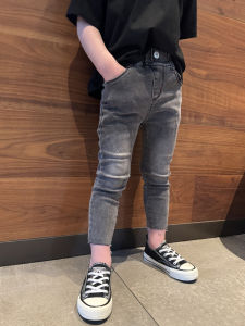 Boys Slim Fit Jeans Nine-Tenths Summer Thin Childrens Shorts Trendy mid Waist Elastic Belt for Ages 3-14 BEEVERCHI