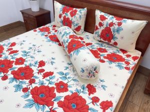 Ga thun lạnh in gấu lotso - không áo gối vải mền mịn mát lạnh nệm dưới 20cm