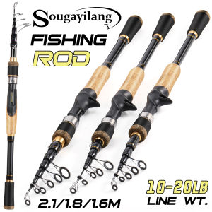 Sougayilang Telescopic Fishing Rod 1.6-2.1m Casting/Spinning Rod 5-6 Sections Max Drag 20lbs Rod for Seawater Fishing Polo Pesca