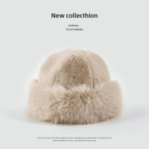 Warm White Mongolian Hat with Earflaps and Fur-like Trim