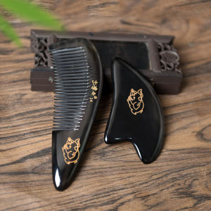 Natural Buffalo Horn Comb Portable Large Tooth Massage Comb for Men And Women Scalp Massage Head Therapy Home Use