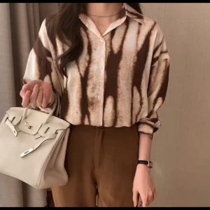 TianShun New Fashionable Korean Style Black Khaki Long Sleeve Tops Summer Casual Chiffon Blouse Turn-down Collar Women Shirts