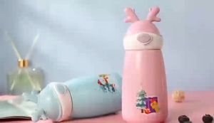 Botol Termos Vakum Cangkir Kartun Lucu Portabel Botol Minum Thermos Mug Kaca Mini Tahan Panas Dingin
