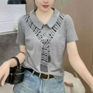 QIAOXIZI | Áo Thun Tay Ngắn Form Rộng Cổ Polo Cho Nữ