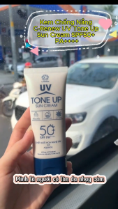 Kem chống nắng C-RENEW UV Tone Up Sun Cream - SPF50+ PA++++ bảo vệ nâng tông cho mọi loại da kháng nước mát lạnh siêu mỏng nhẹ da - tuýp 50ml