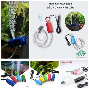Bộ Máy bơm sủi khí oxy mini siêu mịn cho bể cá cảnh thủy sinh không gây tiếng ồn loại tốt hàng cao cấp Máy bơm oxy hồ cá
