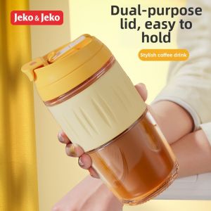 Heat-resistant Glass Milk Coffee Cup with Straw