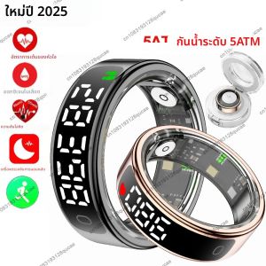 2025 แหวนสมาร์ทผู้ชายผู้หญิงจอแสดงผล LED อัตราการเต้นของหัวใจเครื่องวัดออกซิเจนในเลือด 5ATM กันน้ำโหมดกีฬาหลายของขวัญสำหรับ Andorid