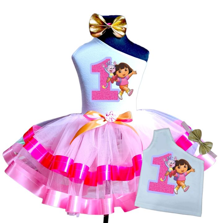 dora birthday dress Dora the Explorer Theme Dora Pink Dress Cutout main image 0