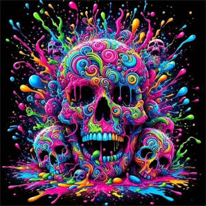 Huacan DIY Halloween Tranh Gắn Đá Hình Đầu Lâu Đáng Sợ Full Vuông Tròn Khảm Đá Tác Phẩm Nghệ Thuật Phong Cách Hiện Đại Trang Trí Nhà