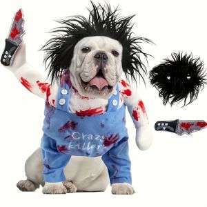 [Hateli]Pet Bloody búp bê biến Trang Phục Đồ Dùng cho chó trang phục cospaly Halloween quần áo trang phục chó