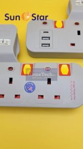 SUNSTAR Multiple T-Adaptor Socket 3Way 4Way Adaport with 3.1A USB Type C Port Multiple Extension Wall Socket (SIRIM)