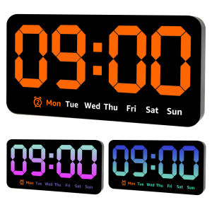 Digital Wall Clock 8.5 Inch Large Display LED Alarm Clock with Date Week Temperature Dual Alarm 3 Levels Brightness LED Clocks